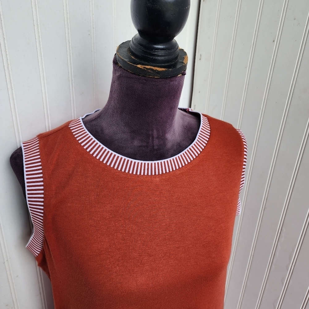 MEROKEETY Women's Stretch Sleeveless Pocketed Dress Shift Rusty Orange Rayon M - Picture 4 of 14